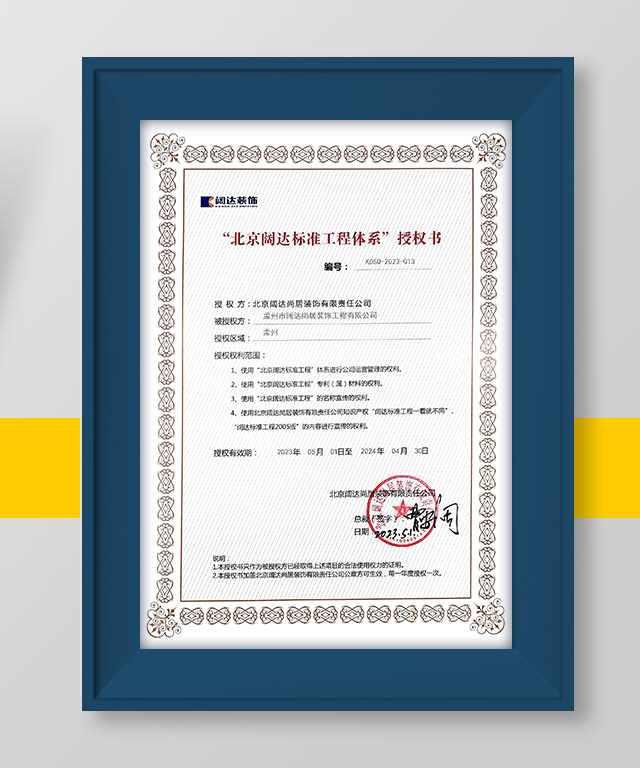 闊達(dá)授權(quán)證書