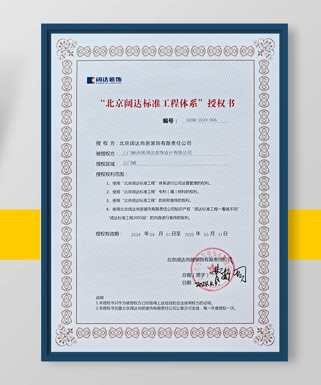 闊達(dá)授權(quán)證書